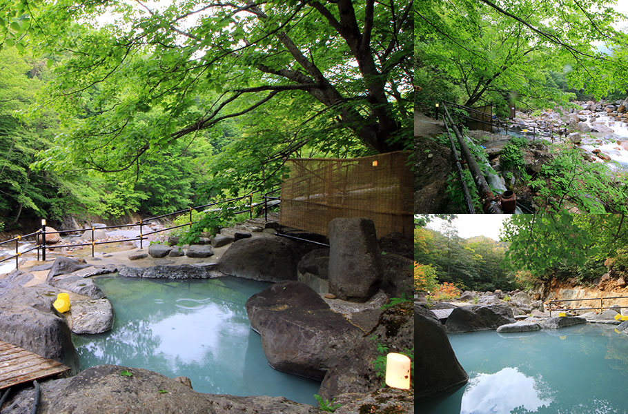 滑川温泉 福島屋 — 山形・米沢 · 吾妻連峰の渓流沿いに建つ木造秘湯一軒宿、岩風呂と渓谷の岩盤