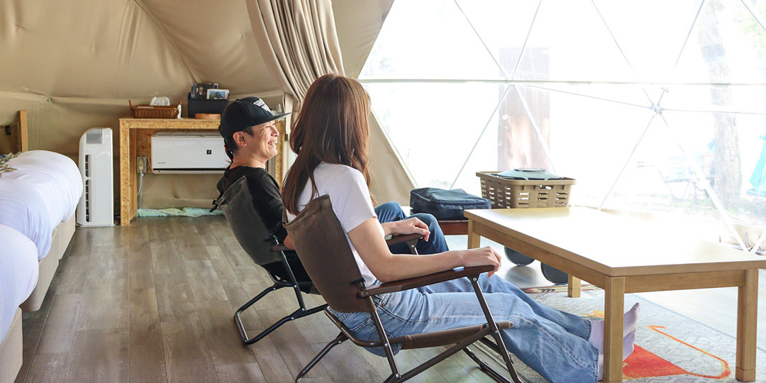 VISION GLAMPING Resort&Spa山中湖 — 山梨・山中湖 · 全室富士山ビューのドーム、個別露天風呂とテントサウナ完備(参考イメージ)