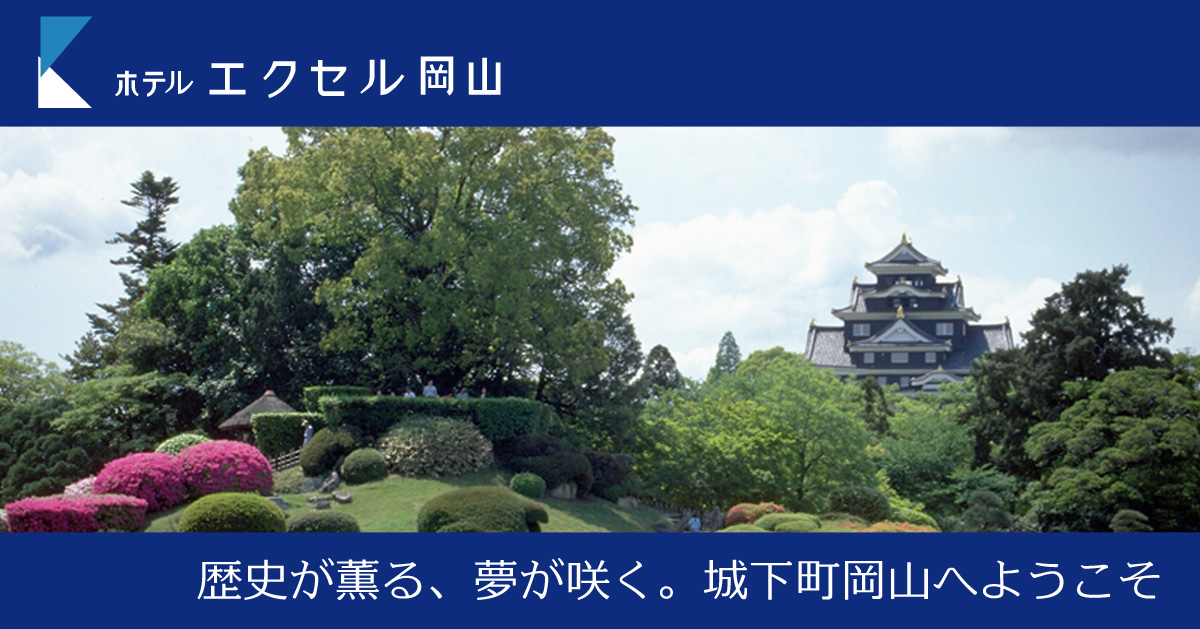 ホテルエクセル岡山 — 岡山市北区石関町 · 後楽園と岡山城を望む城下町の立地（公式サイト掲載写真）