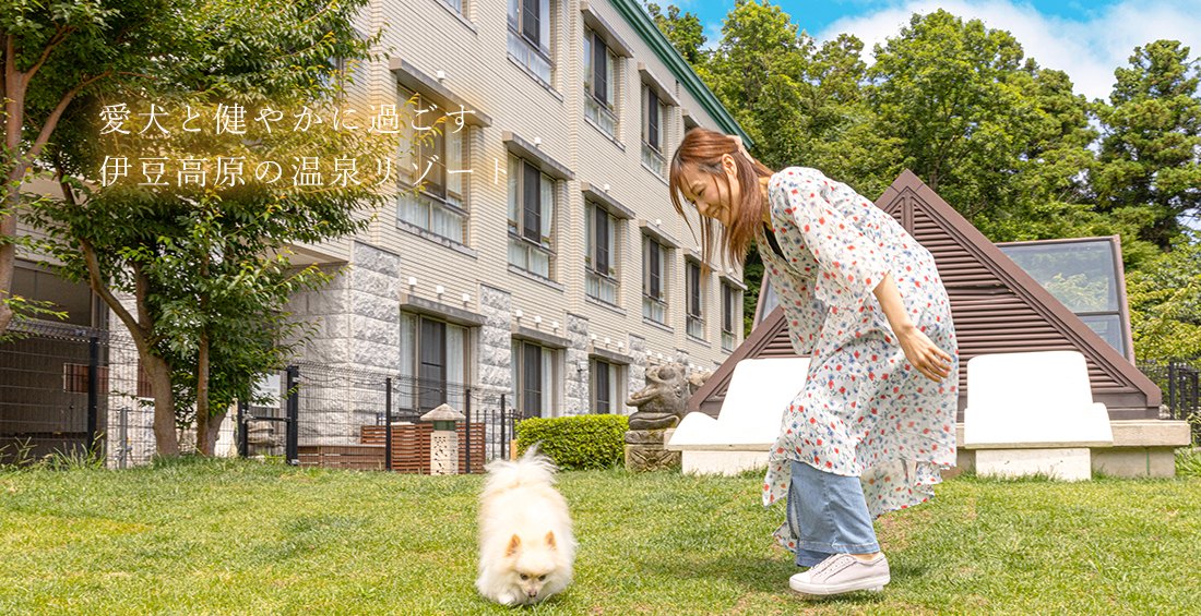 愛犬お宿 伊豆高原 — 静岡県伊東市富戸 · ガーデンドッグランを備えた全20室の犬同伴専門温泉リゾート