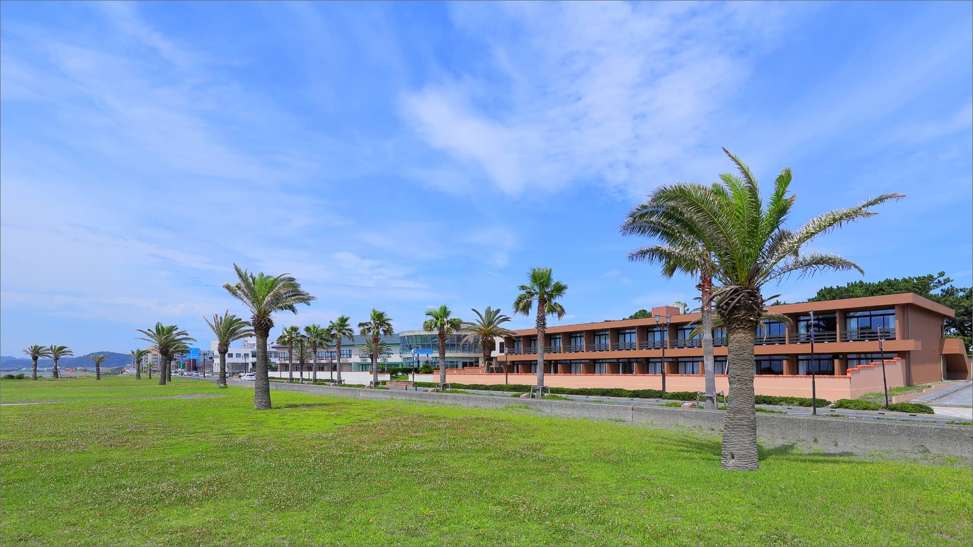 館山シーサイドホテル — 千葉県館山市八幡 · 北条海岸のフェニックス並木に沿って建つ全室オーシャンビューの42室